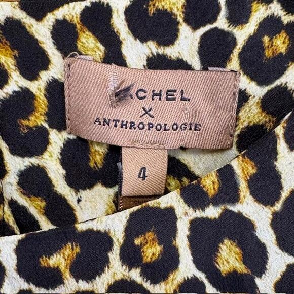 Kachel x Anthropologie Leopard Print Tie Front Blouse Top Size 4 Silk Blend - Picture 4 of 6